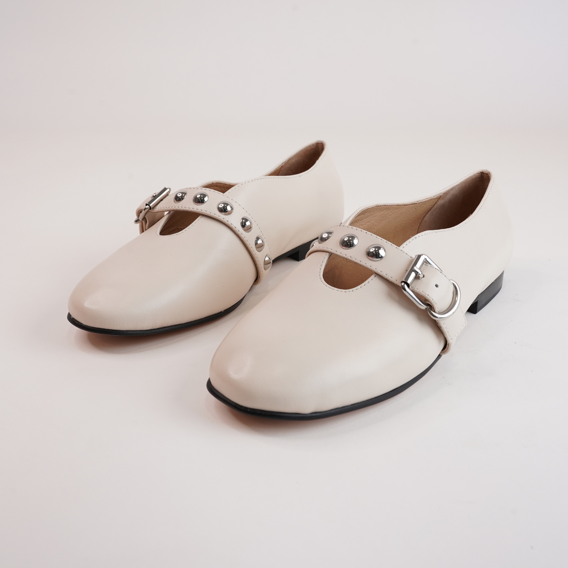Ultrah Cream Leather Flats