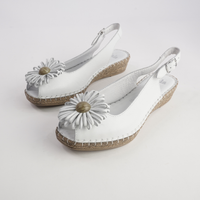 Erica White Leather Espadrille Wedges