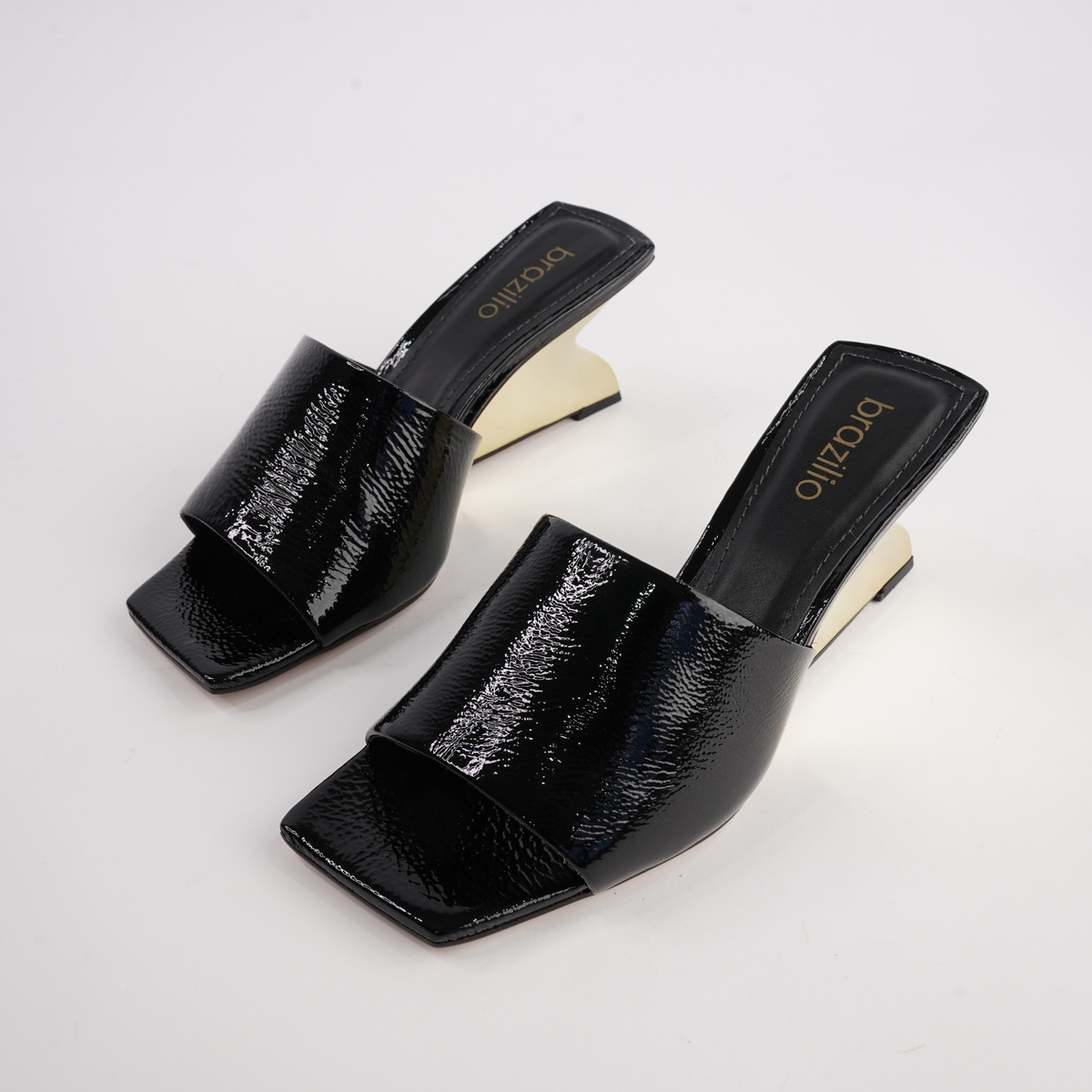 KL7040001 Black Patent Wedges - BRAZILLIO | Shouz