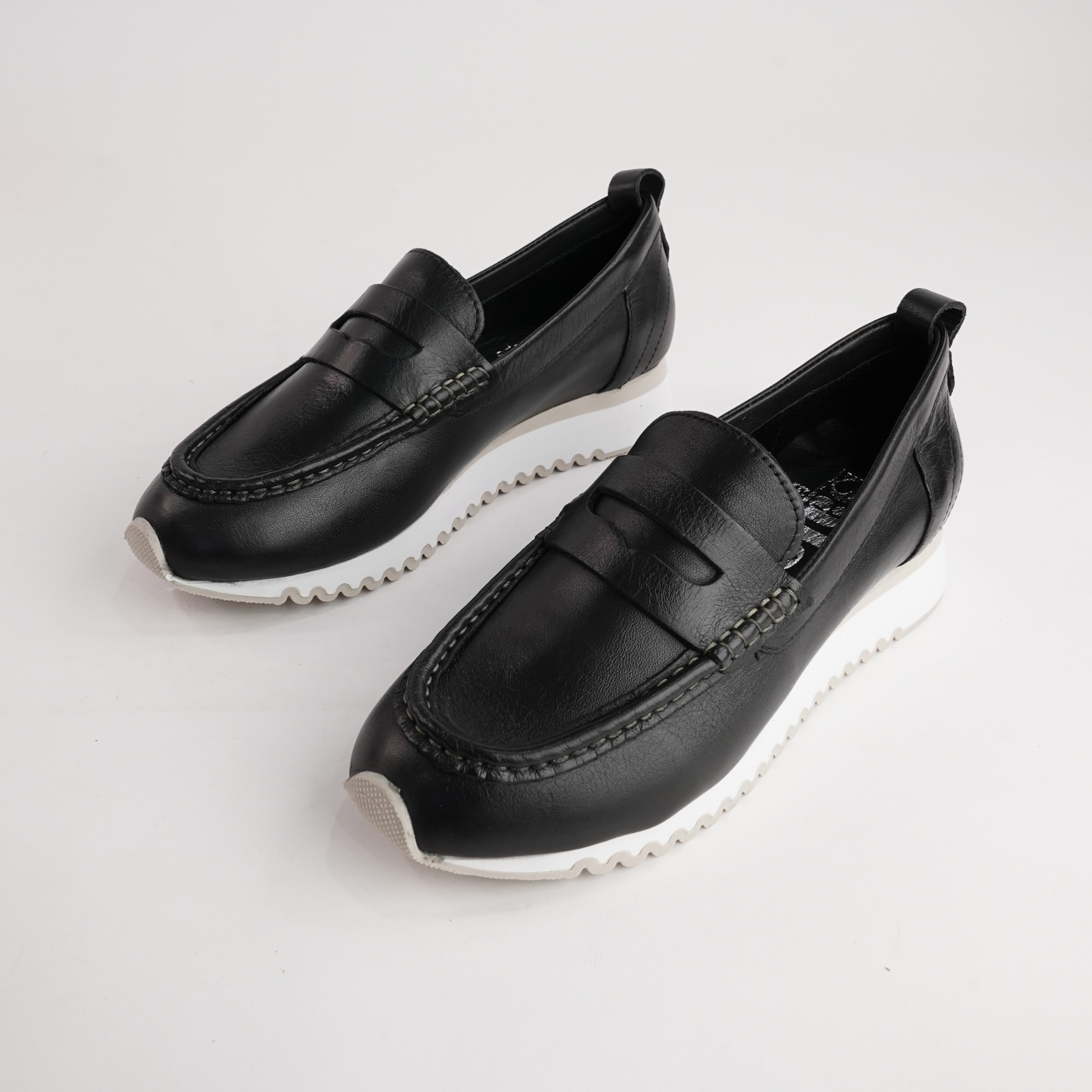 Peggy Black Leather Loafers