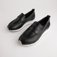 Peggy Black Leather Loafers