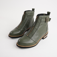 Dooley Olive Leather Ankle Boots