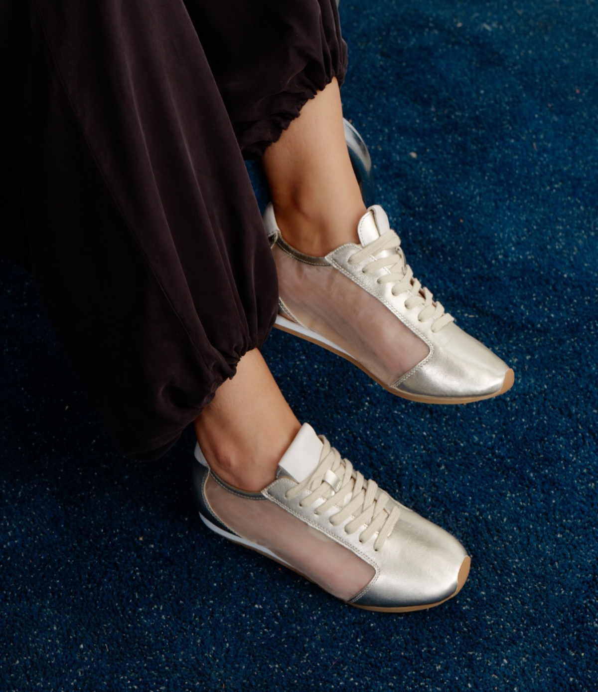 Ruby Gold Leather Sneakers - WITH GRACE | Shouz