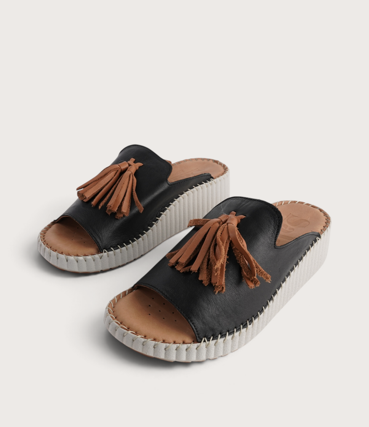 Sonny Black Leather Slides