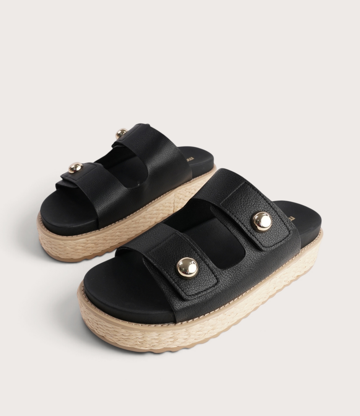 Bowers Black Leather Slides
