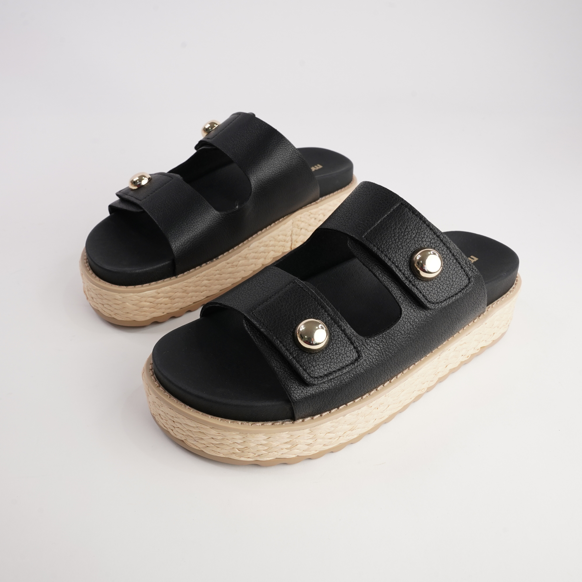 Bowers Black Leather Slides