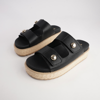 Bowers Black Leather Slides
