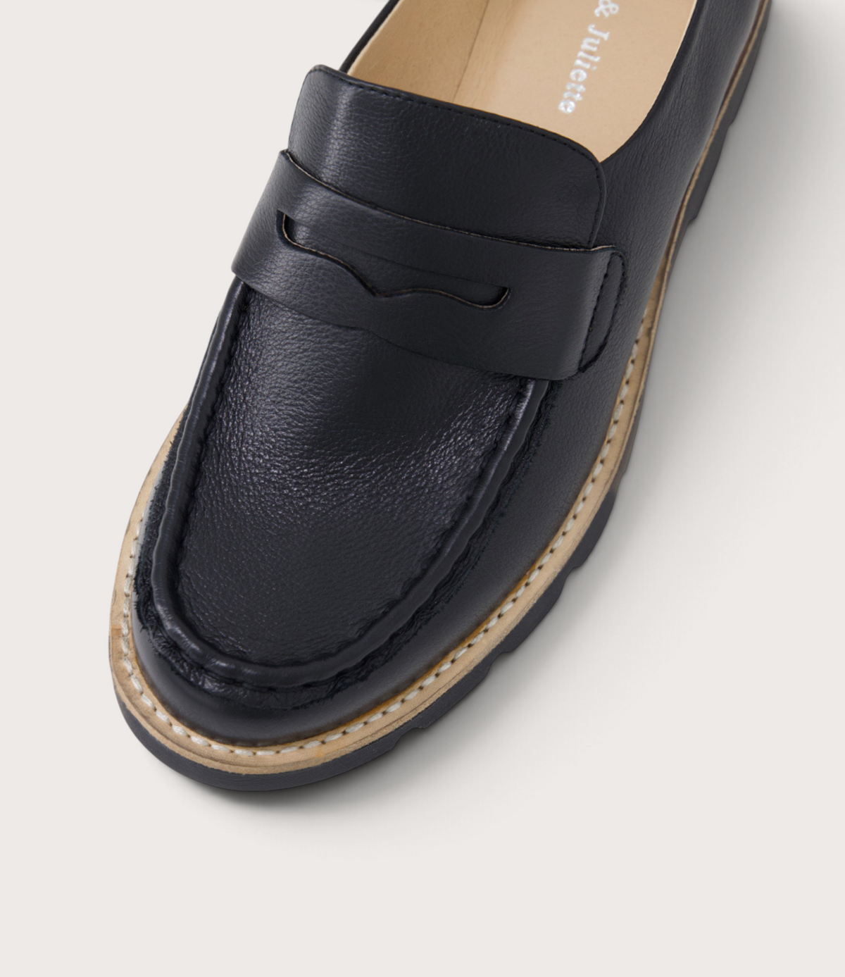 Dorte Black Leather/ Black Sole Loafers