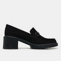 Zoey Black Suede Heeled Loafers
