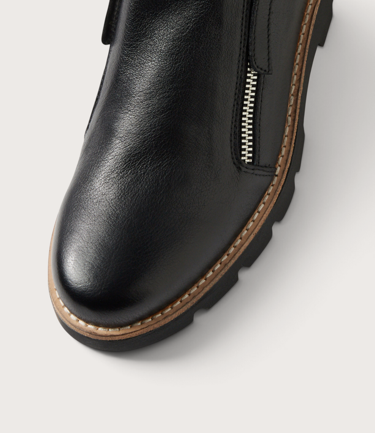 Dottiz Black Leather/ Black Sole Ankle Boots