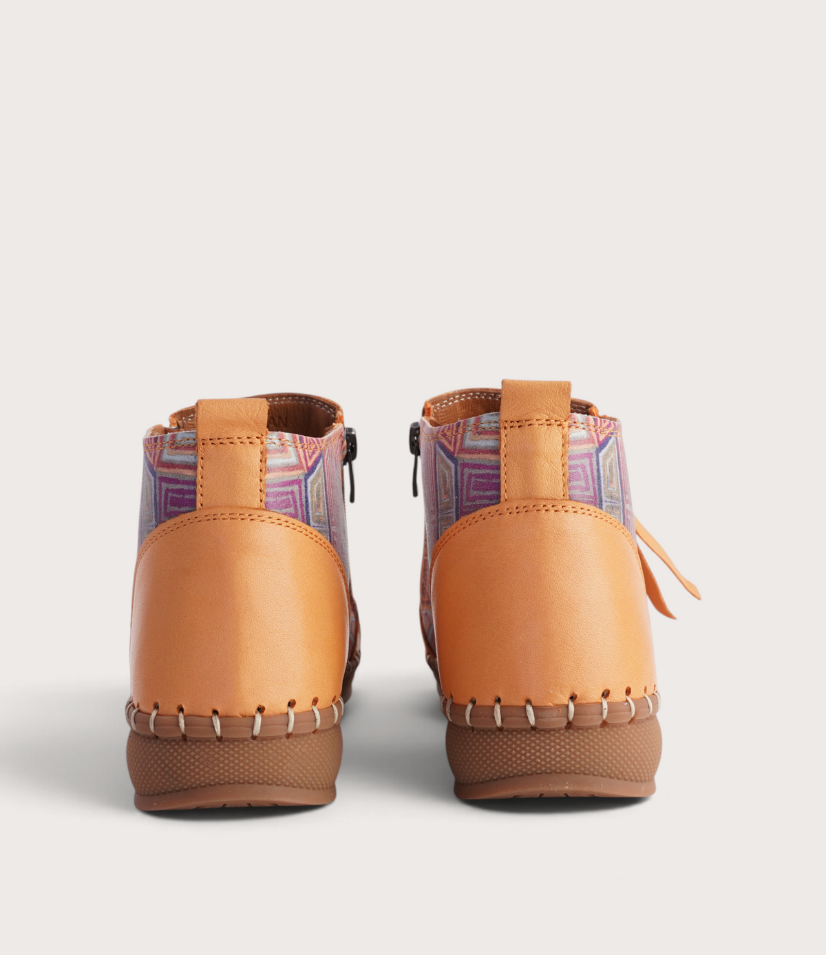 Regan Orange Mosaic Leather Ankle Boots