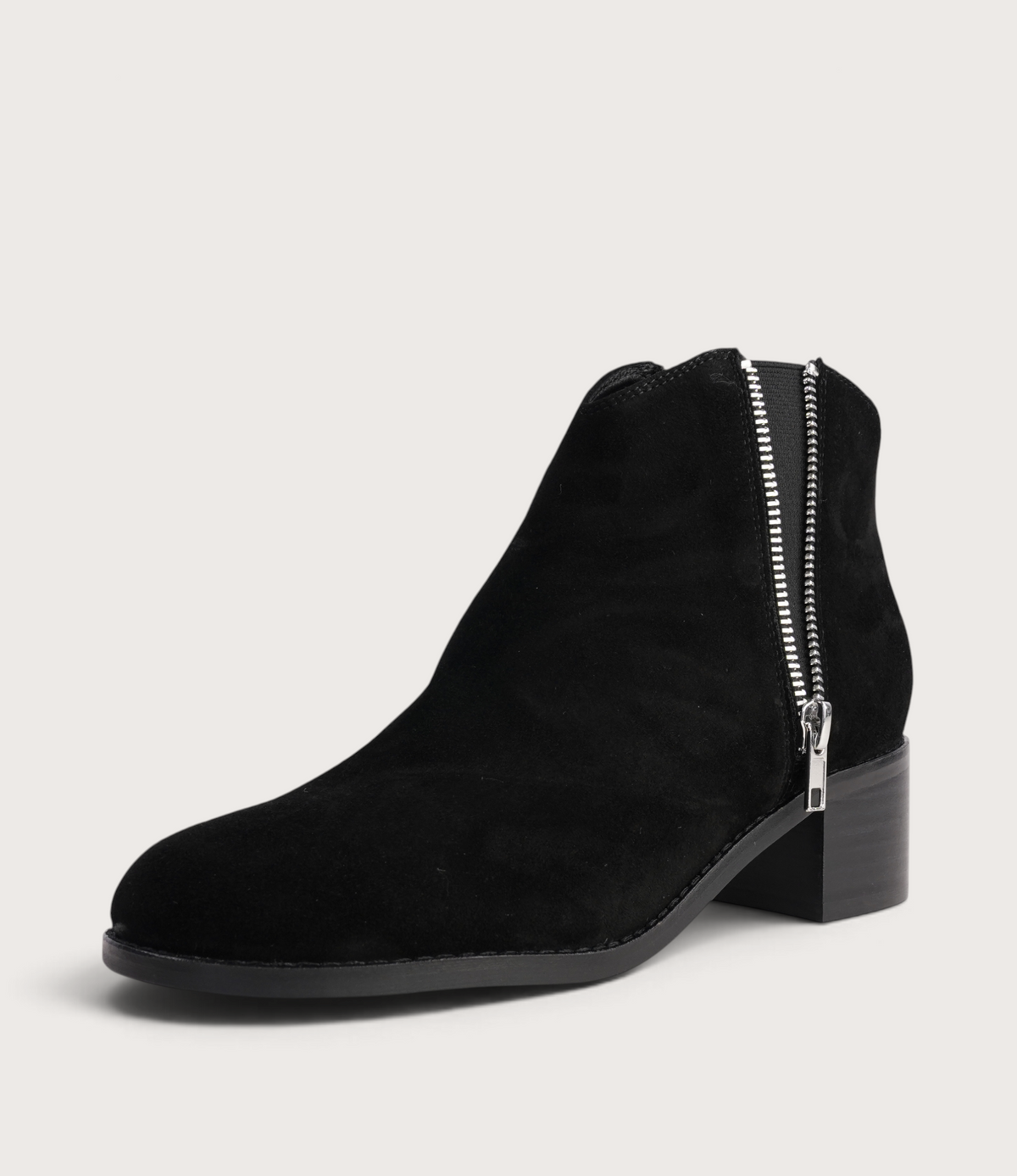 Ricarda Black Suede/ Black Heel Ankle Boots