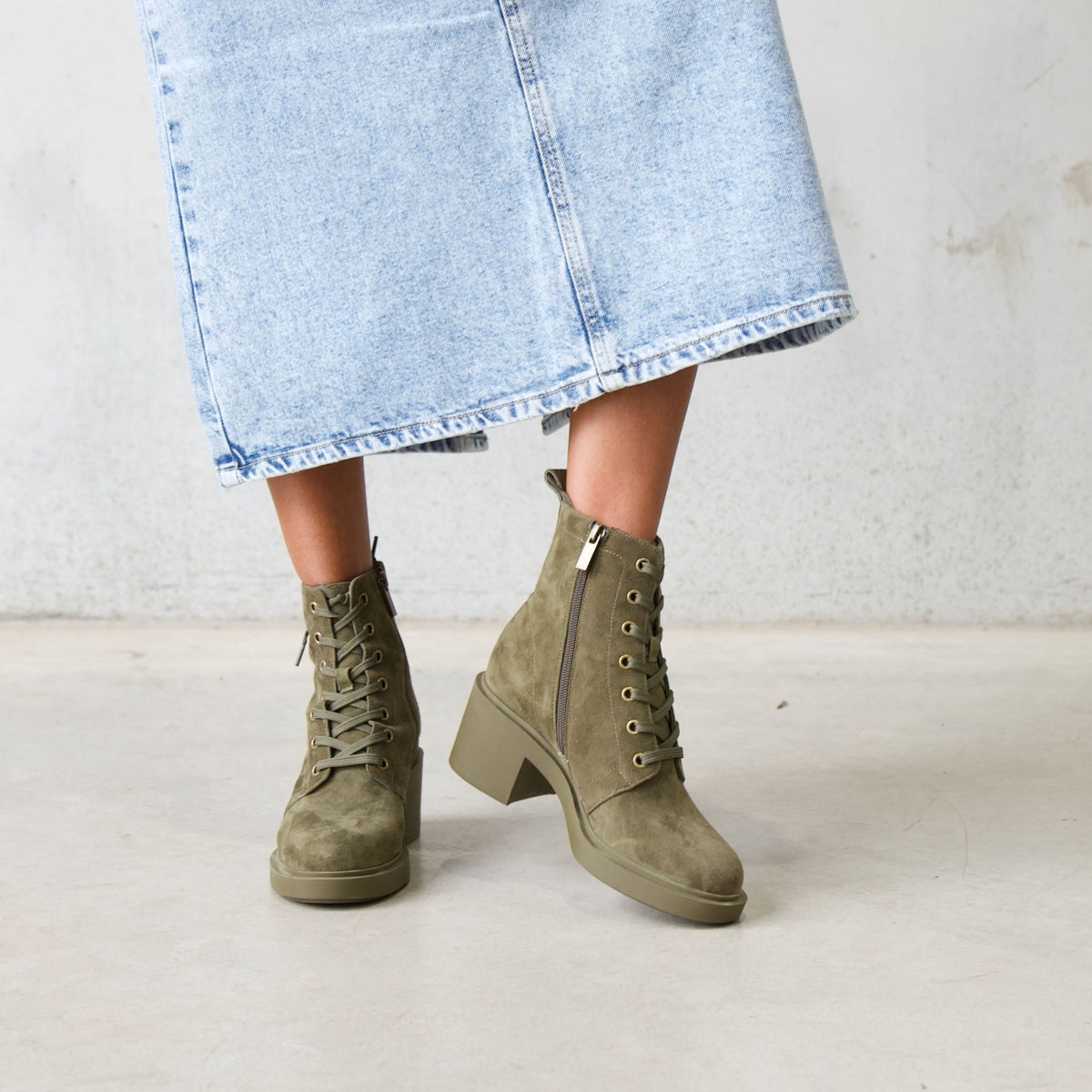 Attila Olive Suede Ankle Boots