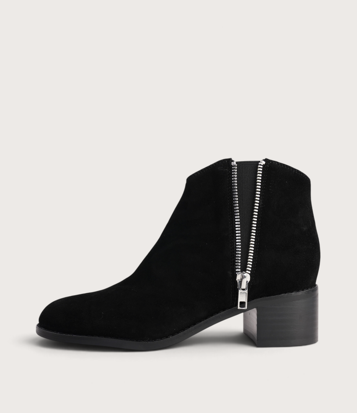 Ricarda Black Suede/ Black Heel Ankle Boots