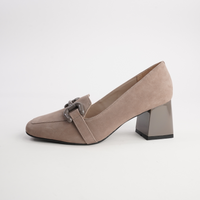 Simoner Taupe Nubuck Leather Heels