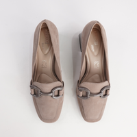 Simoner Taupe Nubuck Leather Heels