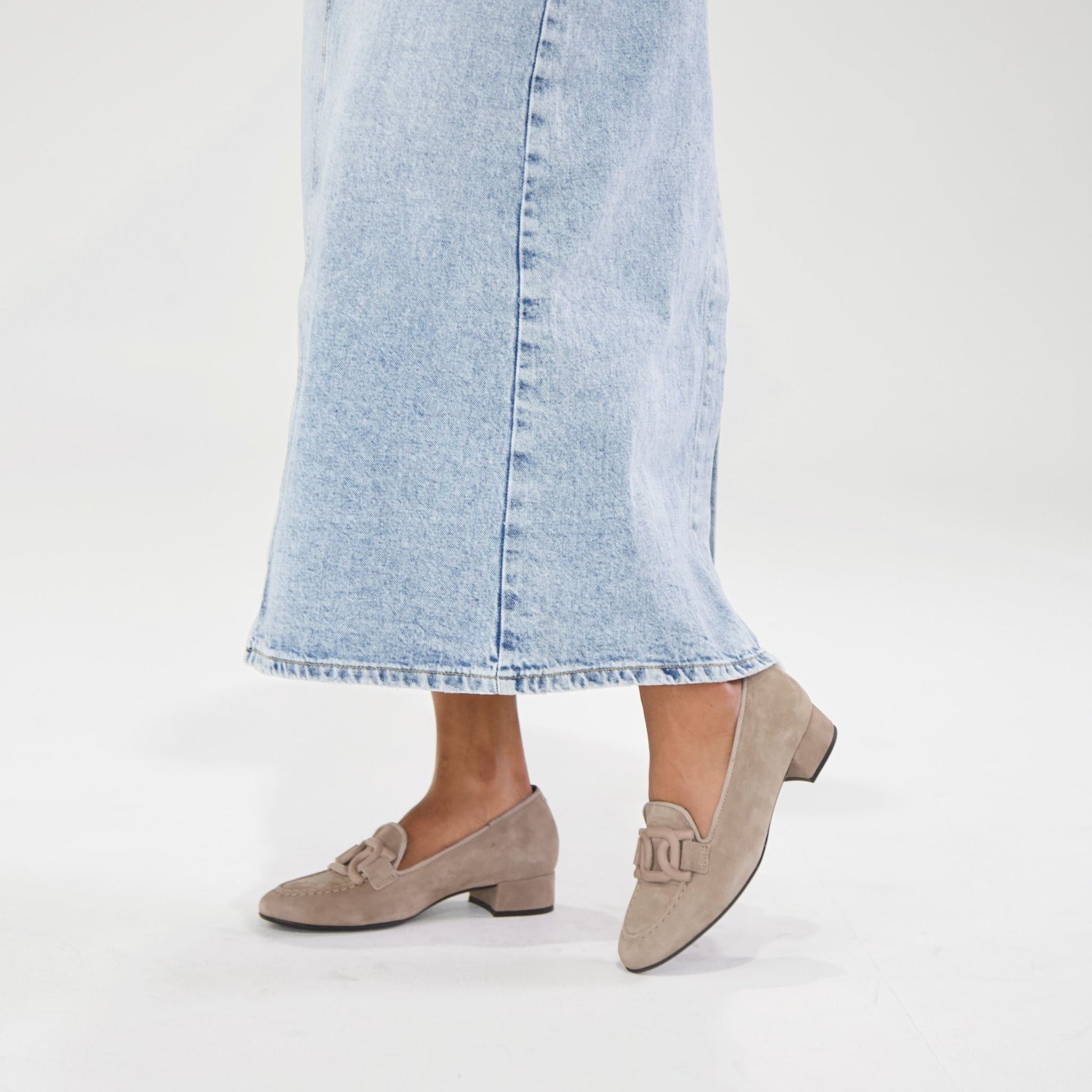 1405 Taupe Suede Loafers, D'CHICAS - Shouz
