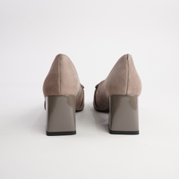 Simoner Taupe Nubuck Leather Heels
