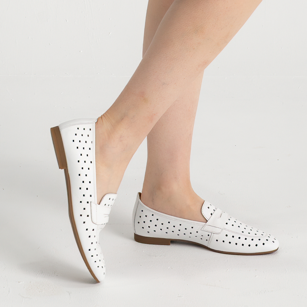 Dorothy White Leather Loafers - GABOR | Shouz