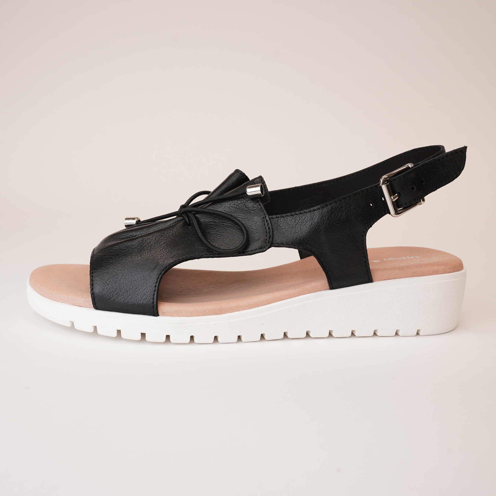 Malika Black/white Leather Sandals