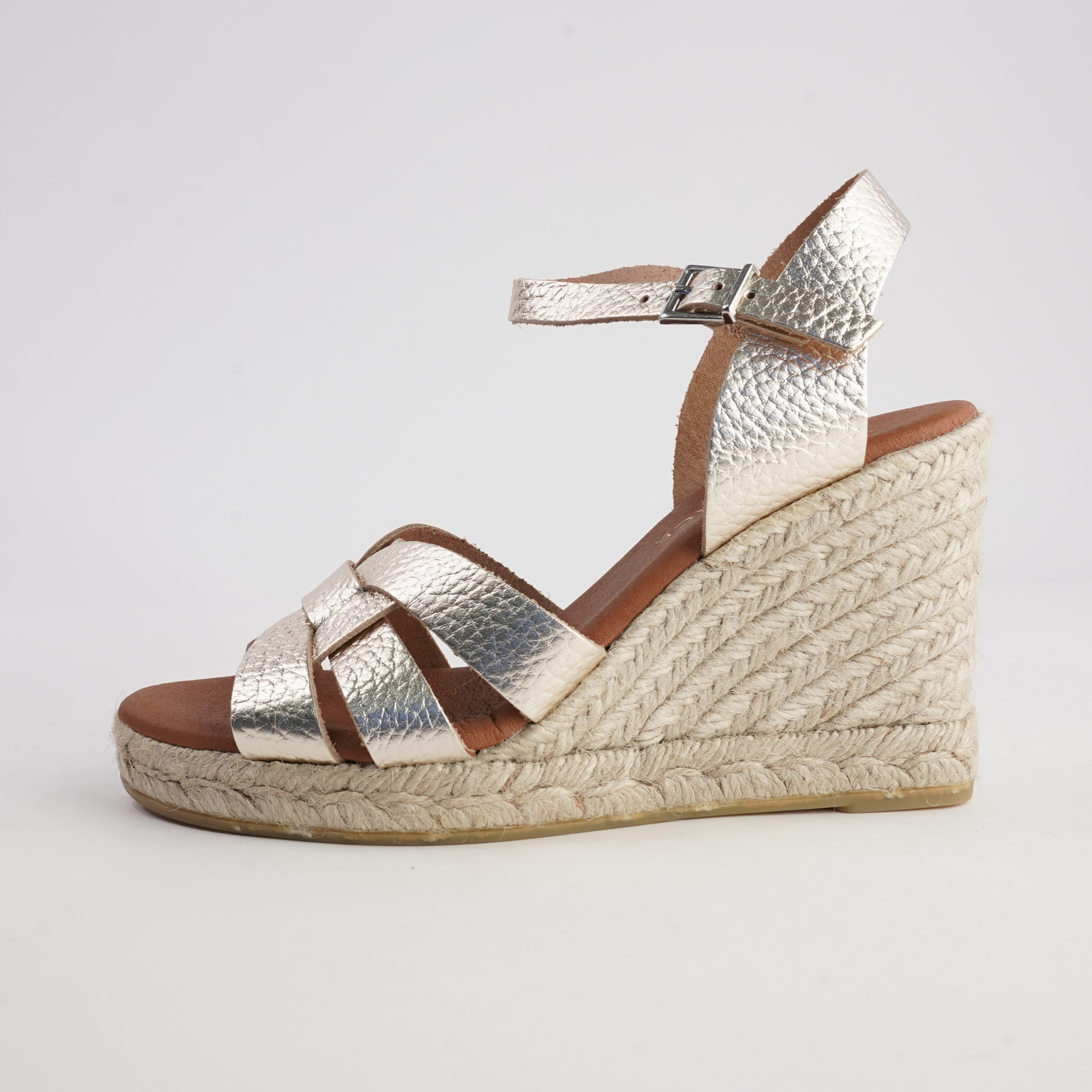 Sophia Doya Champagne Leather Espadrille Wedges