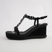 Vontey Black Suede Wedge Sandals