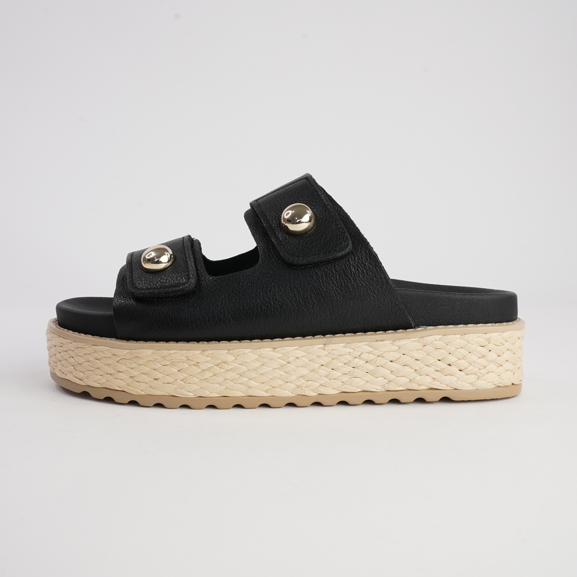 Bowers Black Leather Slides