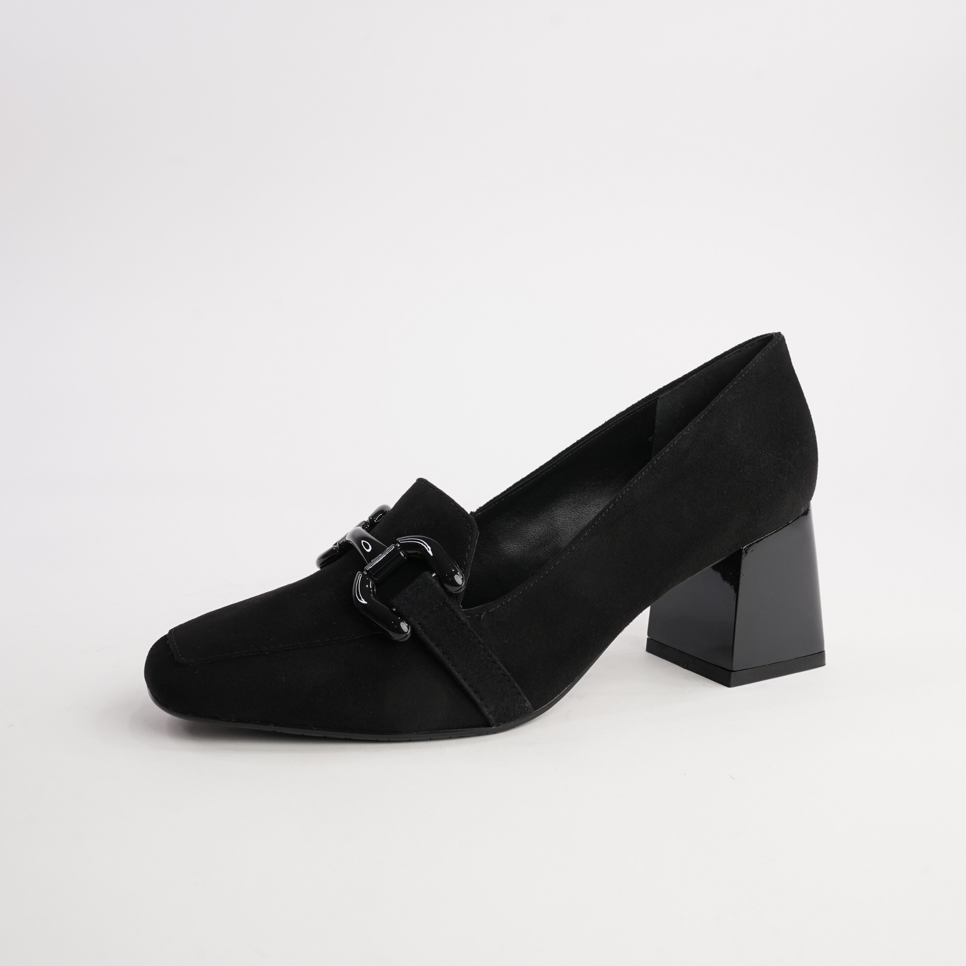 Simoner Black Suede Leather Heels
