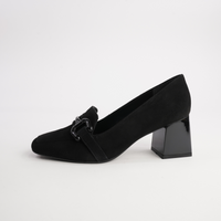 Simoner Black Suede Leather Heels