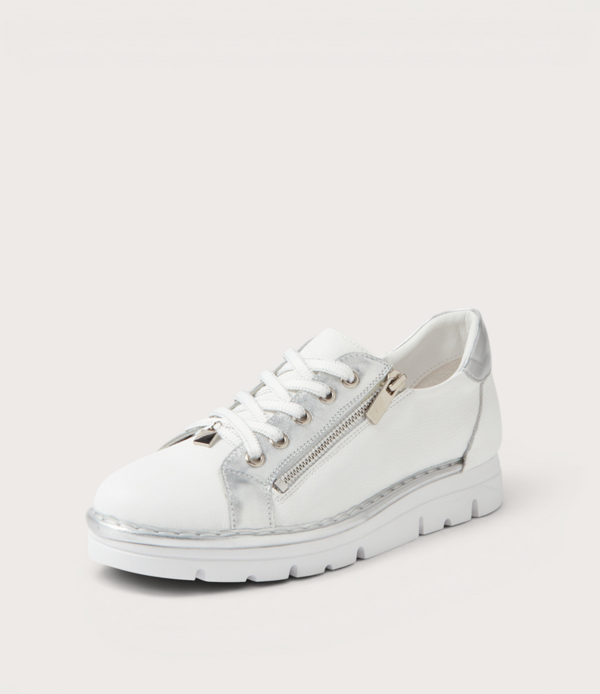 Elos White/silver Leather Sneakers