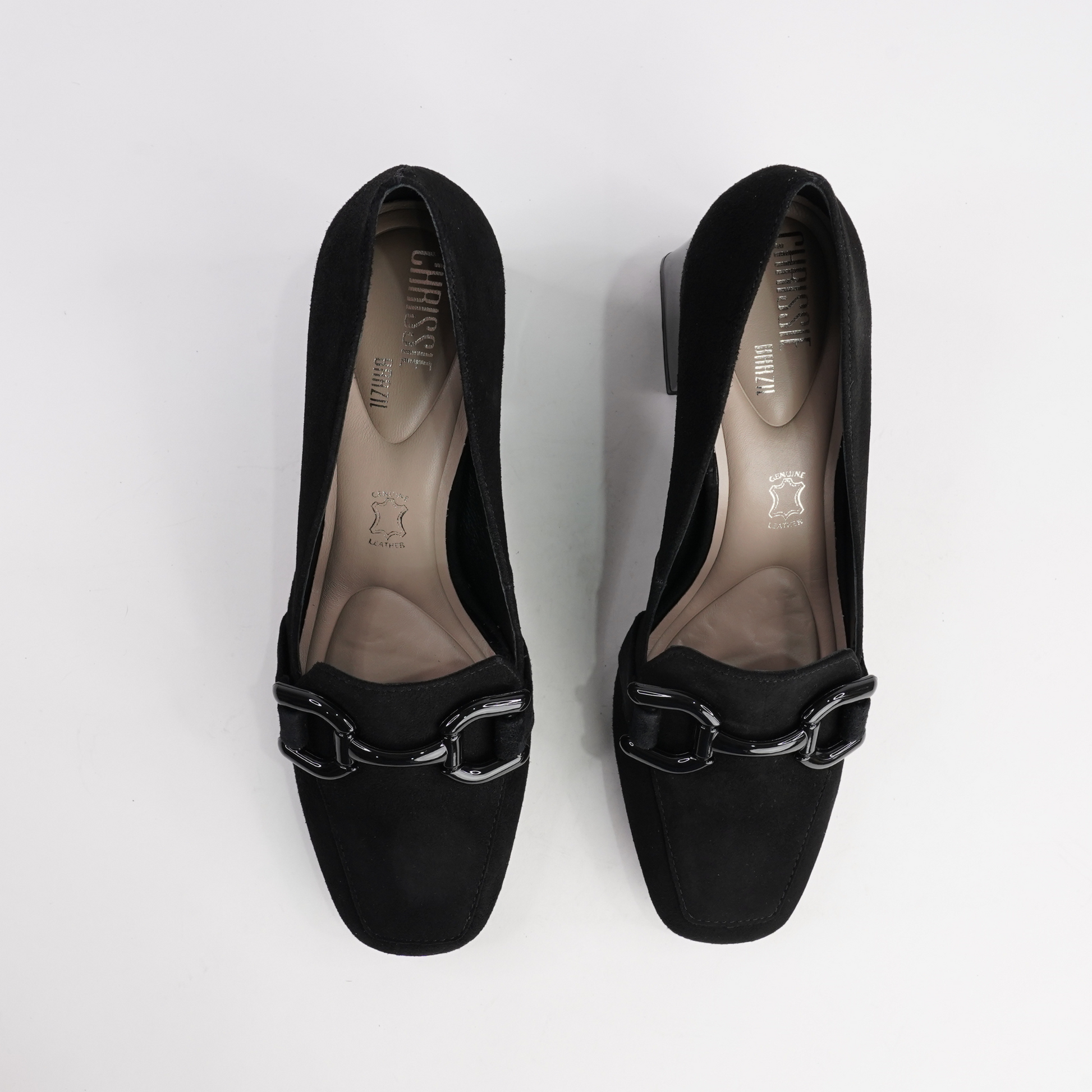 Simoner Black Suede Leather Heels