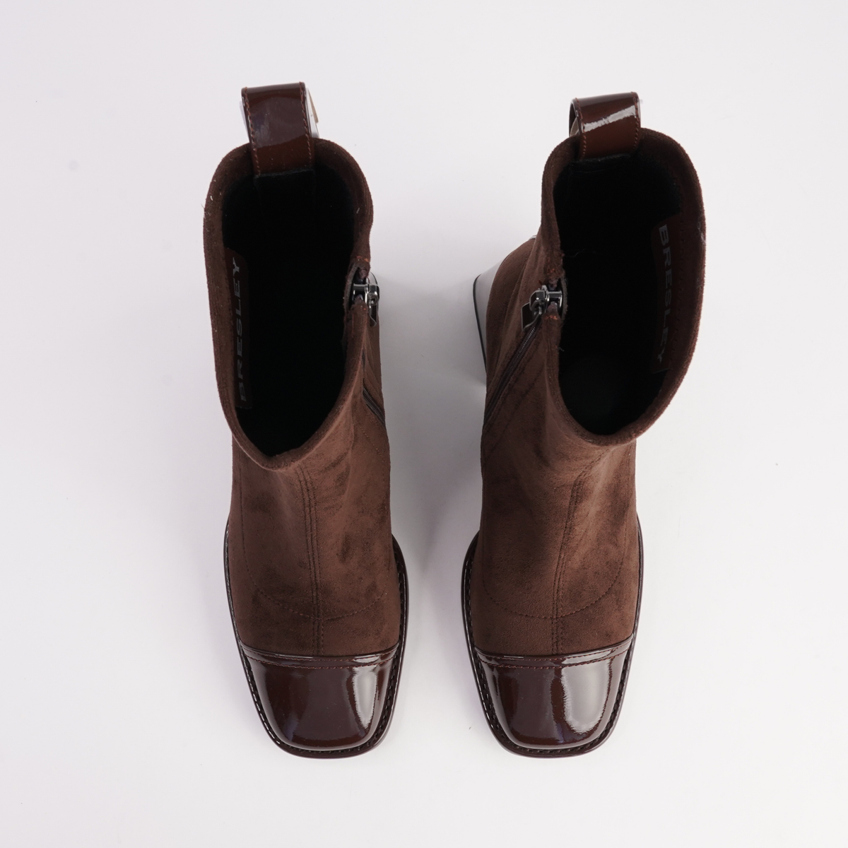 Abolish Cafe Patent/ Cafe Suede Stretch Boots - BRESLEY | Shouz