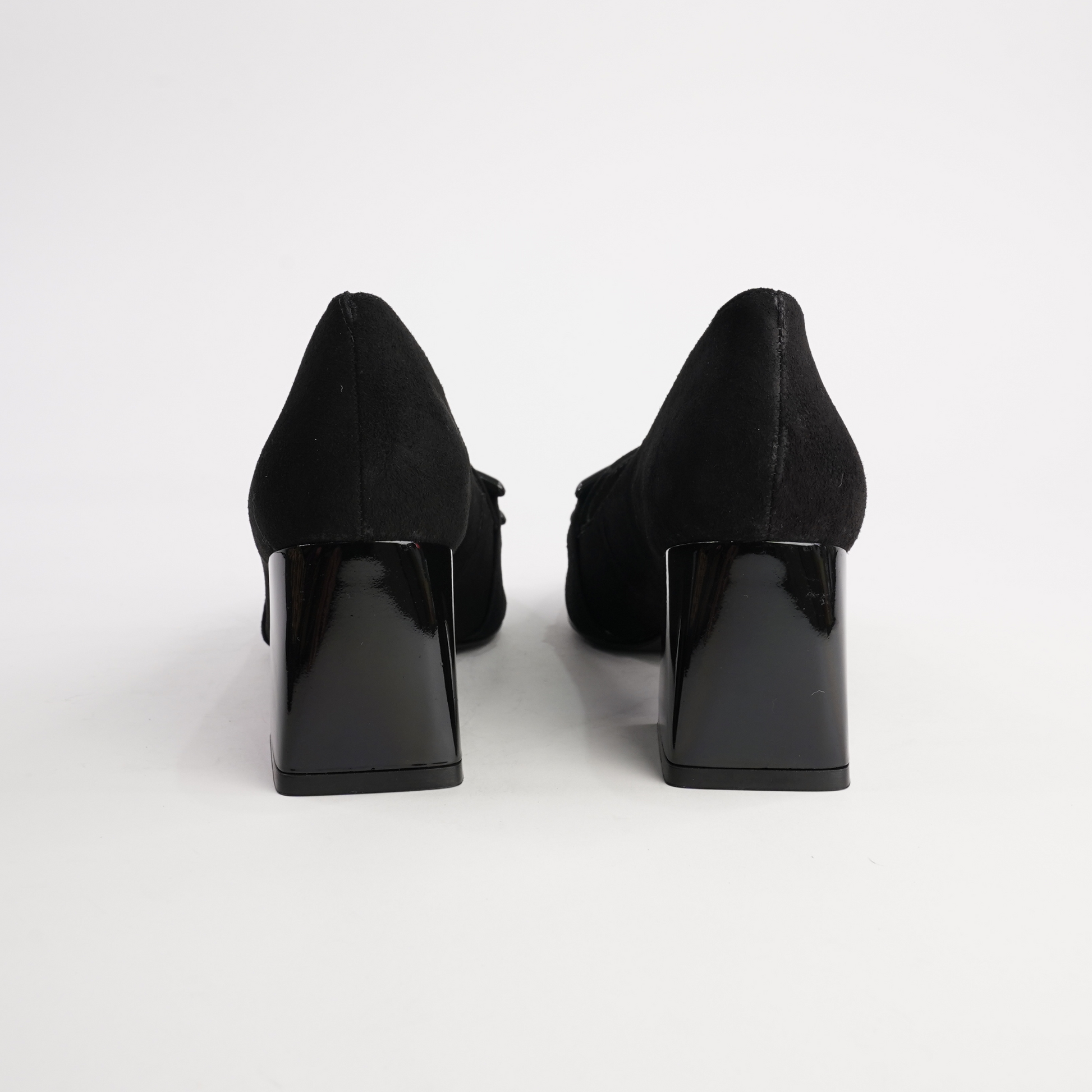 Simoner Black Suede Leather Heels