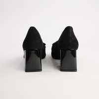 Simoner Black Suede Leather Heels