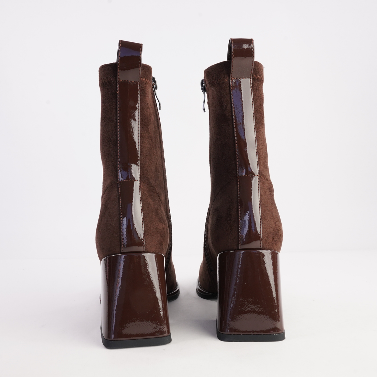 Abolish Cafe Patent/ Cafe Suede Stretch Boots - BRESLEY | Shouz