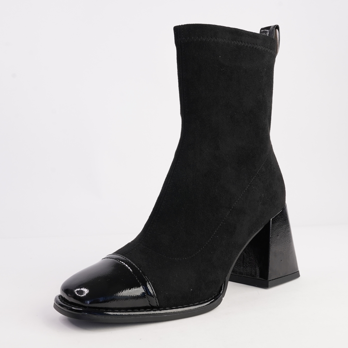 Abolish Black Patent/ Black Suede Stretch Boots - BRESLEY | Shouz