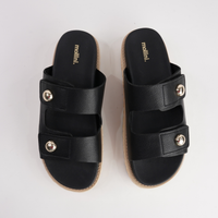 Bowers Black Leather Slides