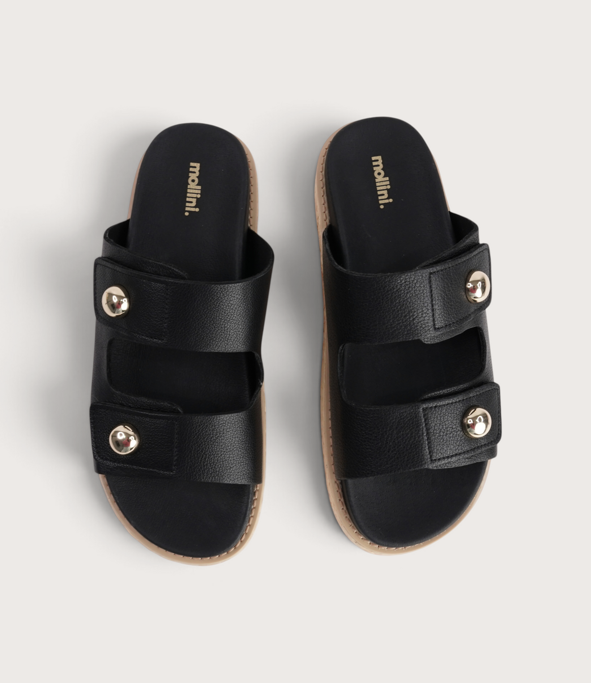Bowers Black Leather Slides