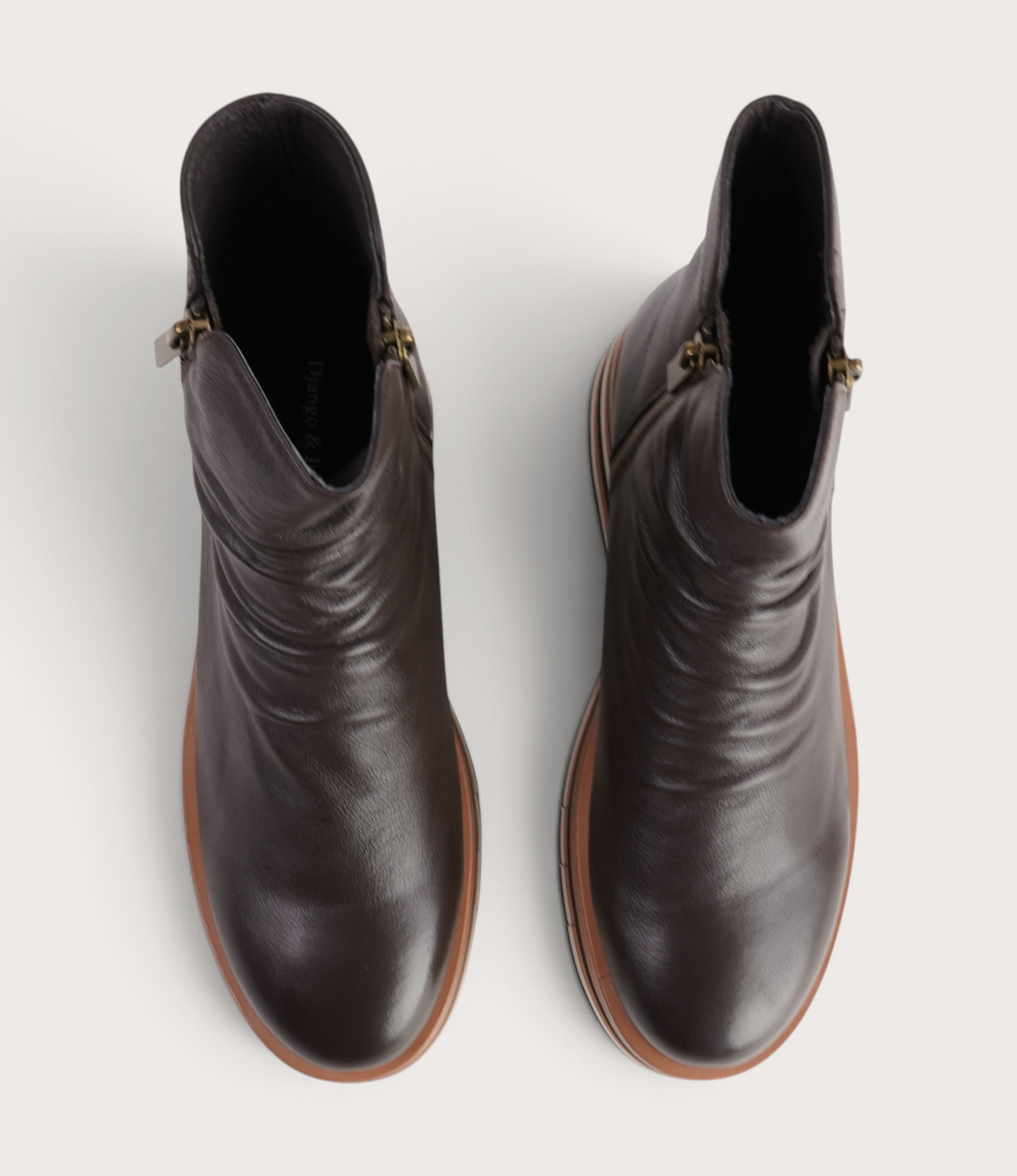 Ganni Choc Leather/ Choc Tan Multi Sole Ankle Boots