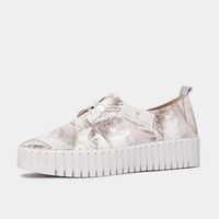 Brenda White Shell Pearl Patent Leather Sneakers