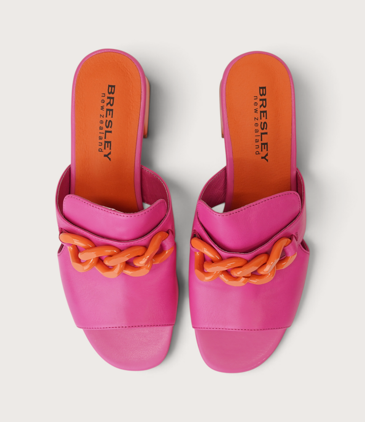 Adder Fuchsia/ Orange Leather Heels