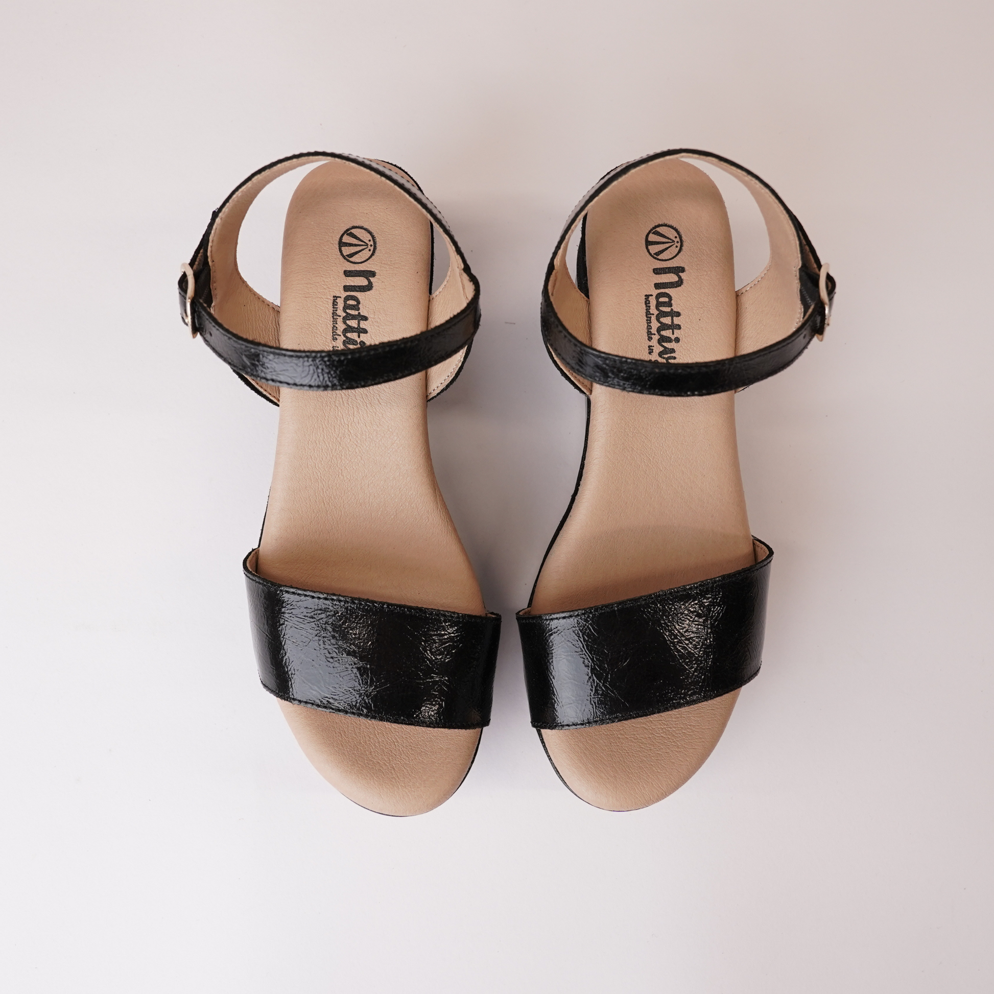 009-cres-138 Black Patent/ Suede Leather Wedges