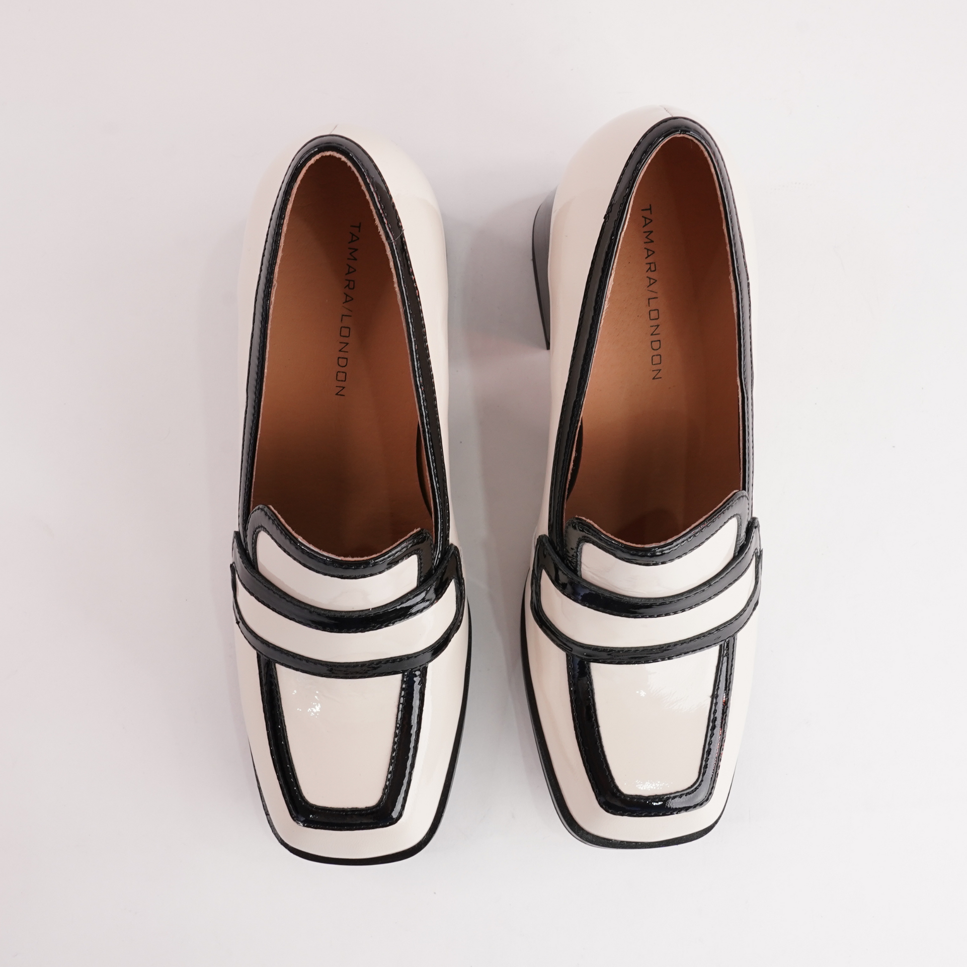 Bergen Bone/ Black Leather Heels