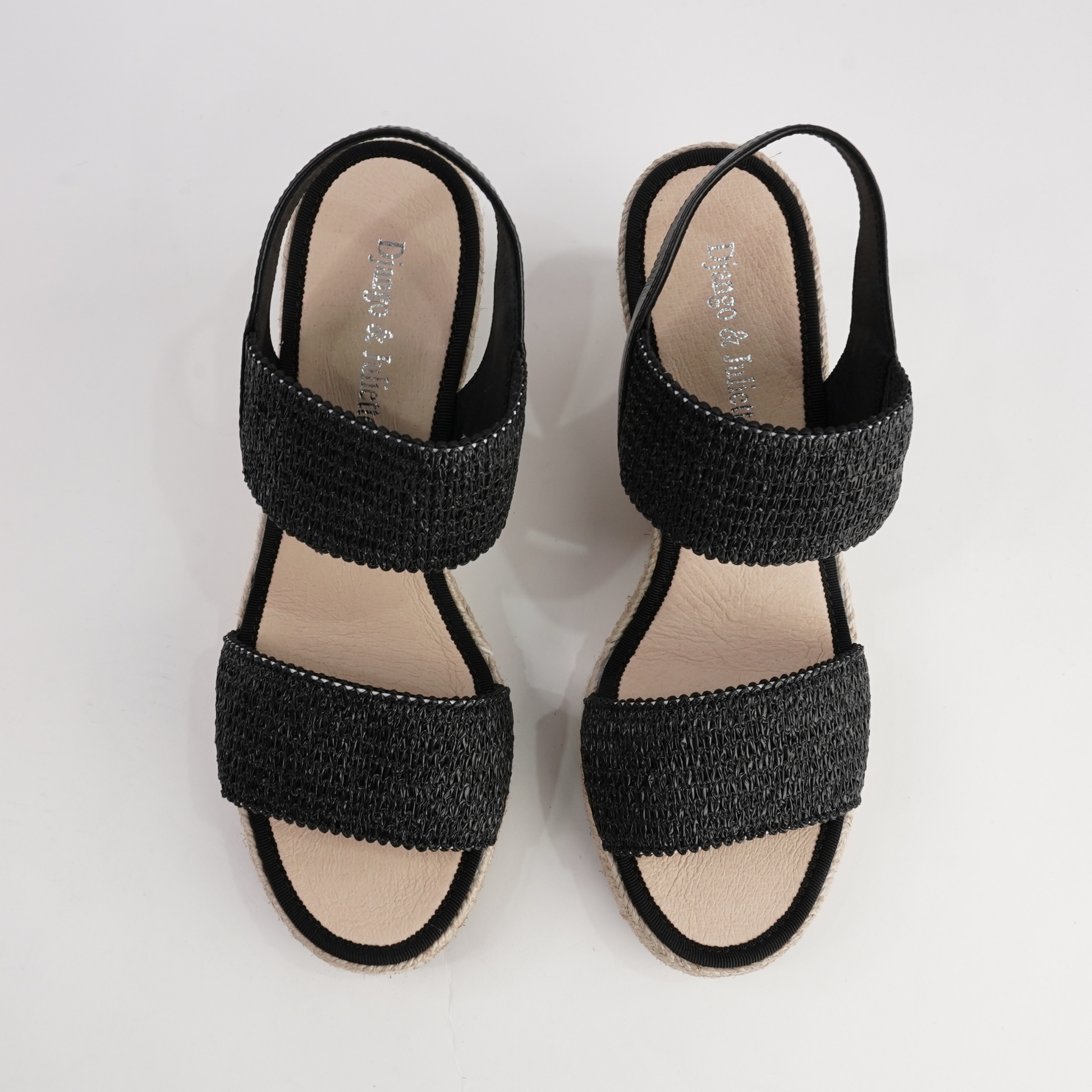 Pivey Black/ Natural Rope Espadrille Wedges