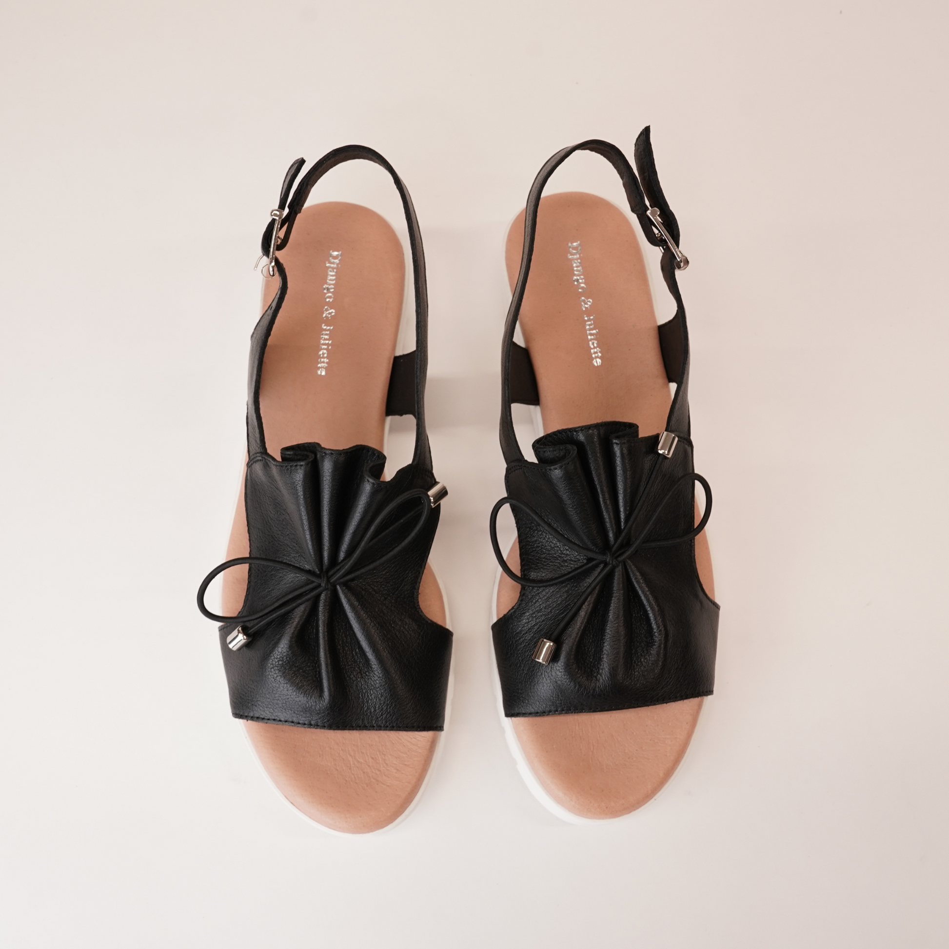 Malika Black/white Leather Sandals