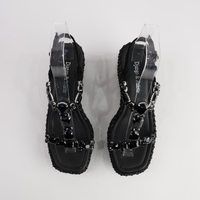 Vontey Black Suede Wedge Sandals