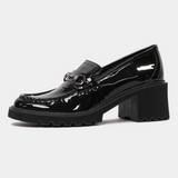 Zoey Black Patent Leather Heeled Loafers