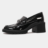 Zoey Black Patent Leather Heeled Loafers