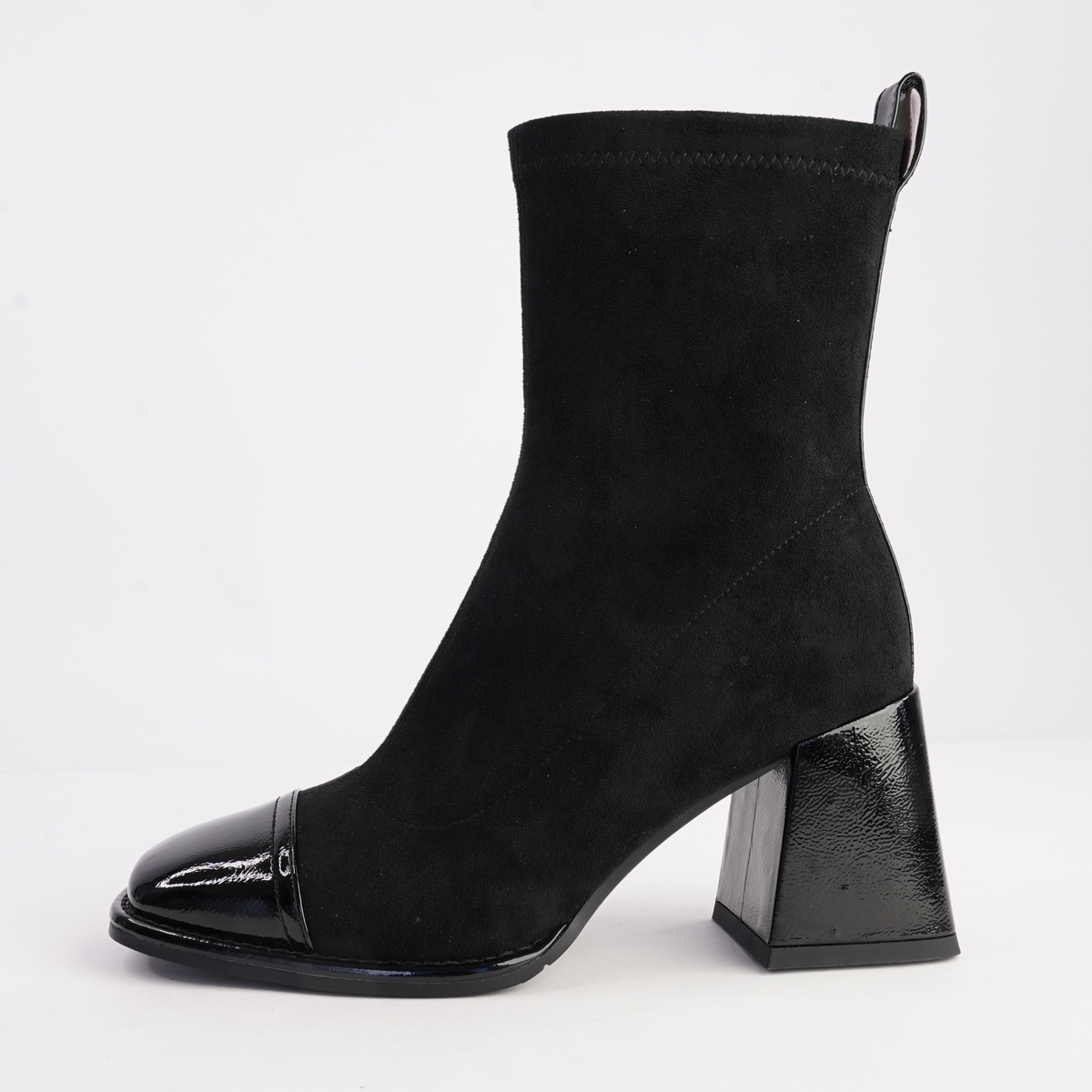 Abolish Black Patent/ Black Suede Stretch Boots - BRESLEY | Shouz