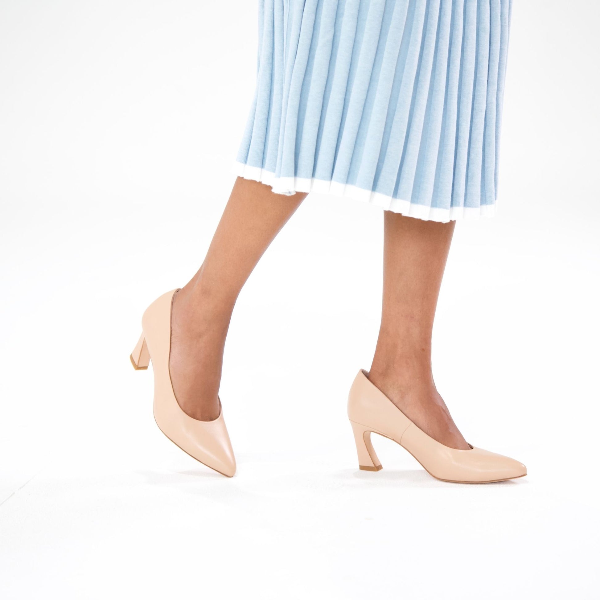 Charli Nude Leather Heels, MOLLINI - Shouz